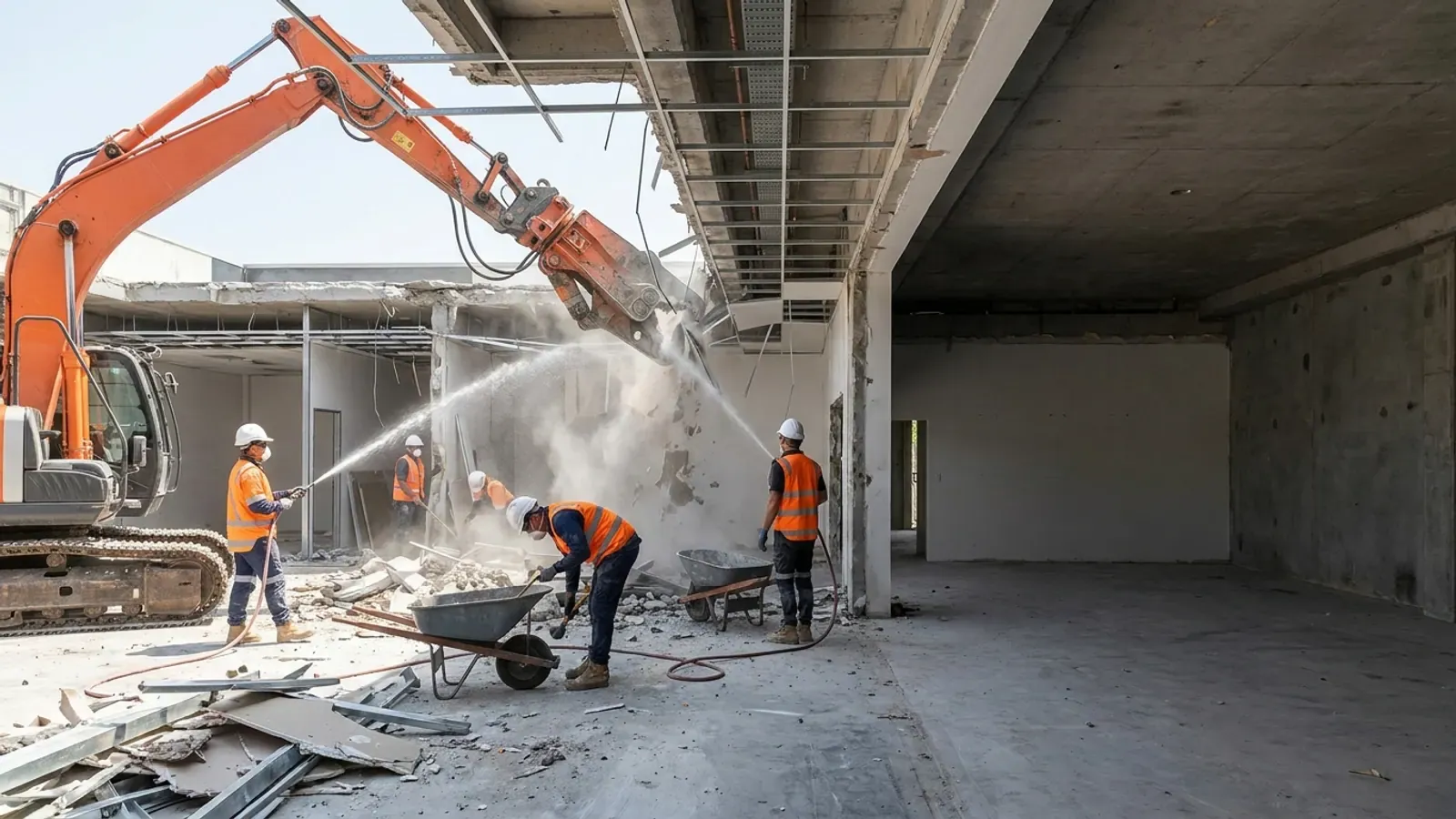 Illustrative strip out demolition scene in a Gold Coast-style setting